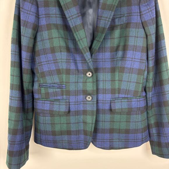 J. Crew Factory black watch plaid blazer 0 Wool blend 22235 academia preppy - Picture 5 of 10